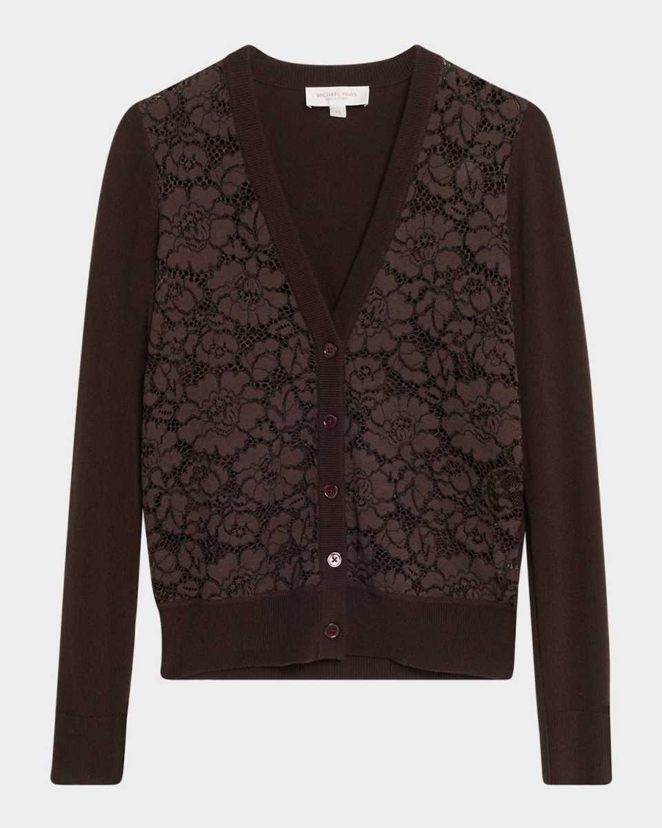 Lace Front Cashmere Cardigan